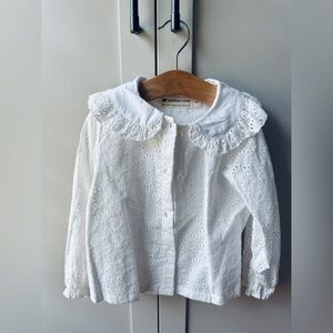 monica + andy White Eyelet Button-Up Top